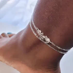 Quartz Bead Anklet Set