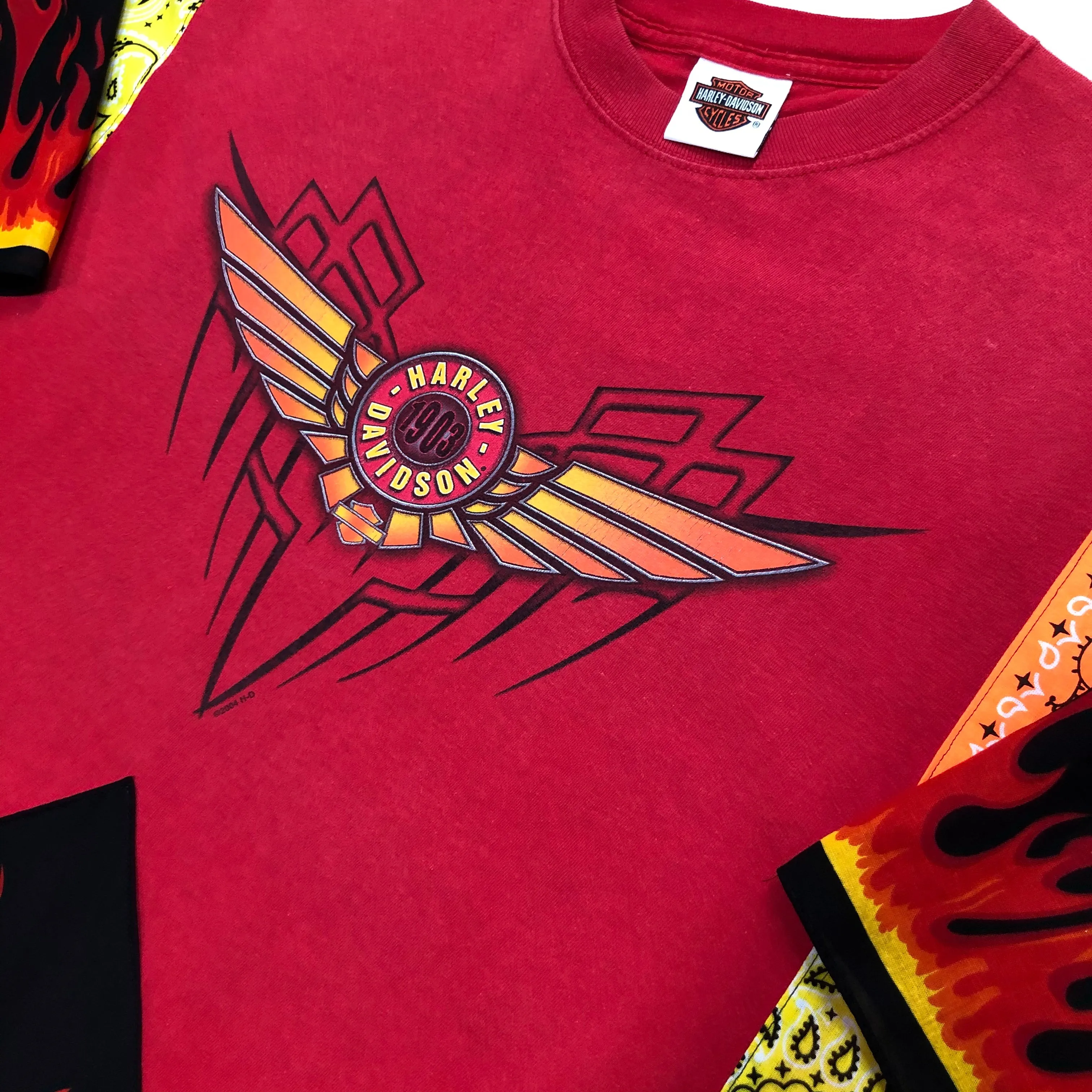 "1 of 1" Harley Davidson Oversized Flaming Bandana Tee (XL/2XL)
