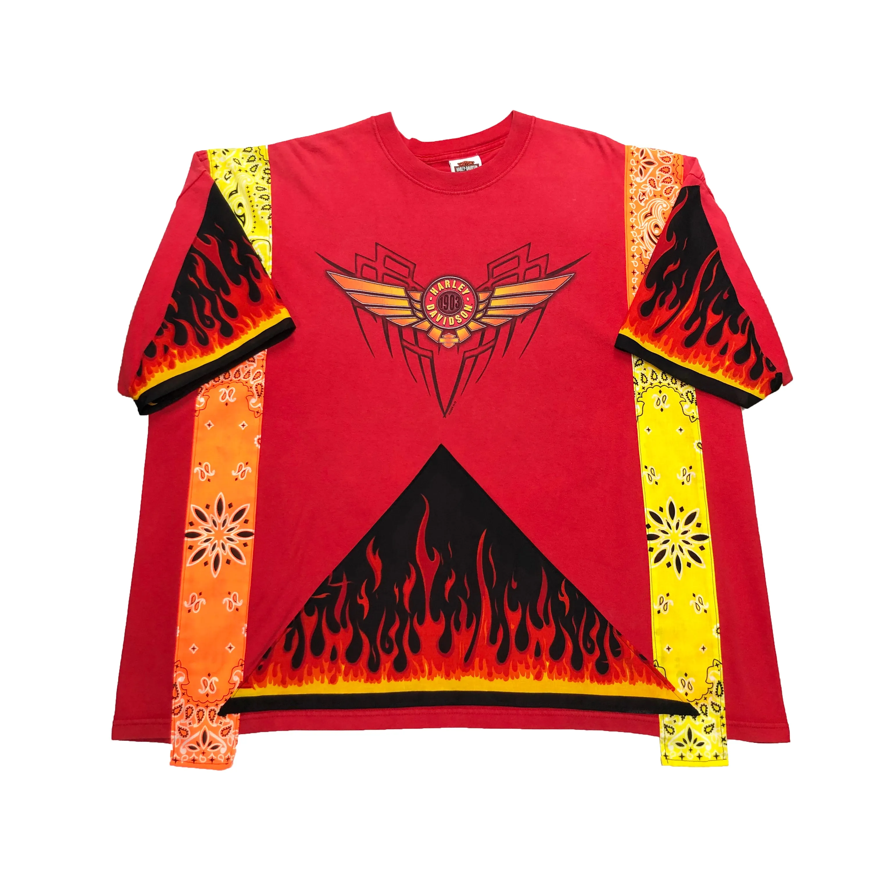 "1 of 1" Harley Davidson Oversized Flaming Bandana Tee (XL/2XL)
