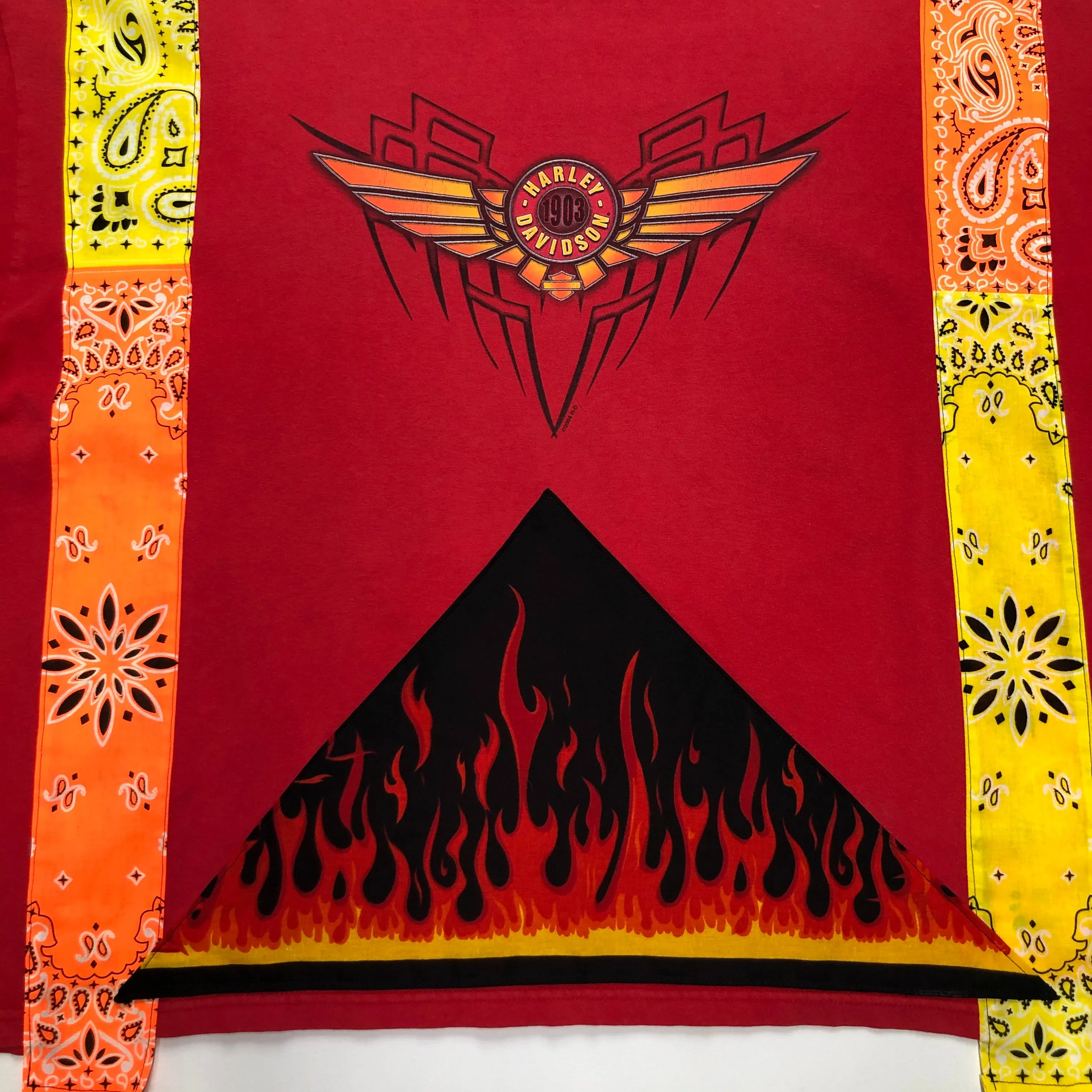 "1 of 1" Harley Davidson Oversized Flaming Bandana Tee (XL/2XL)