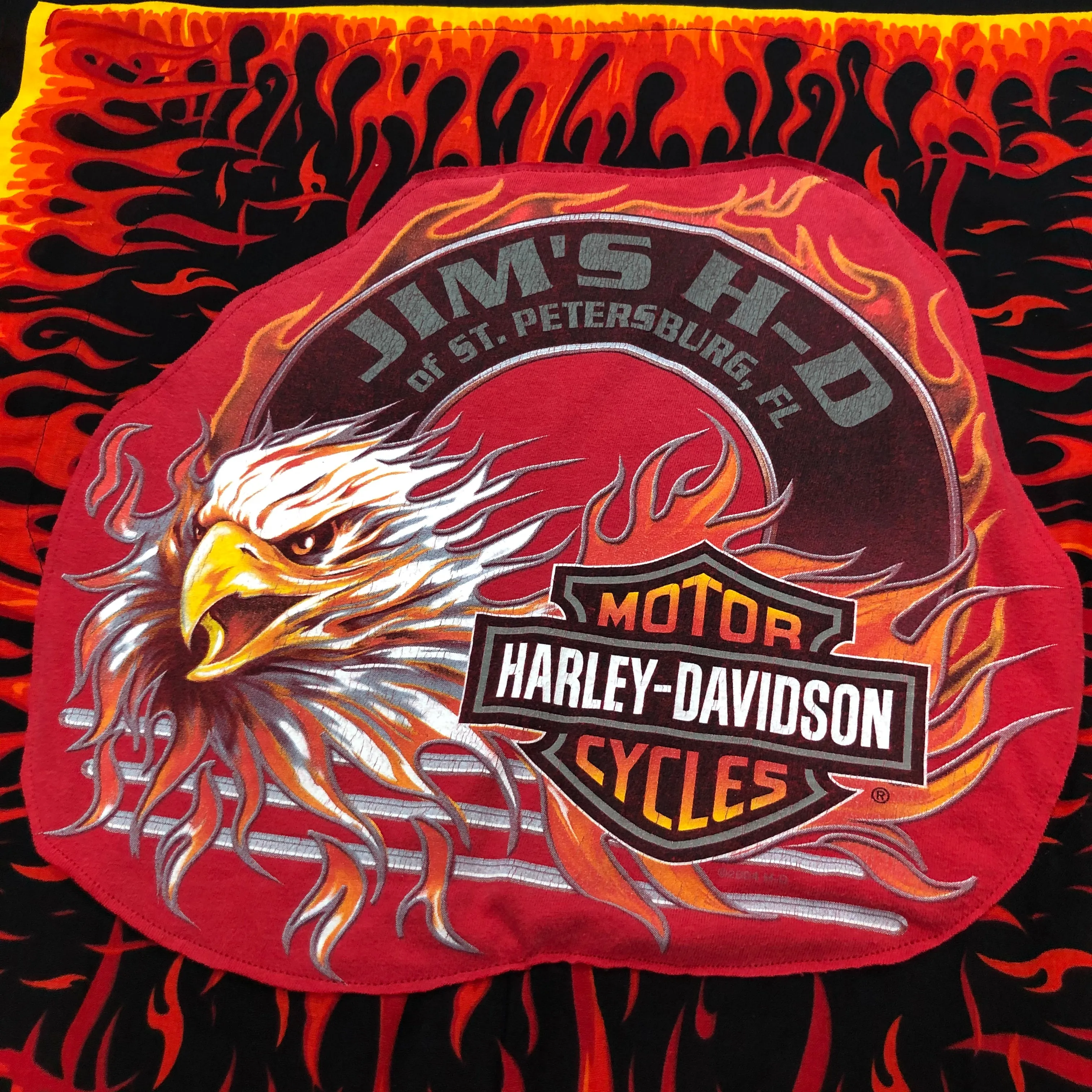 "1 of 1" Harley Davidson Oversized Flaming Bandana Tee (XL/2XL)