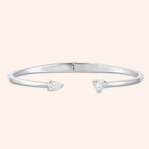 "2-Times Yes" 2.8CTW Pear & Heart Cut Cuff Bracelet
