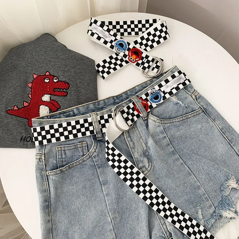 "CARTOON CHECKERS CANVAS" BELT K092514