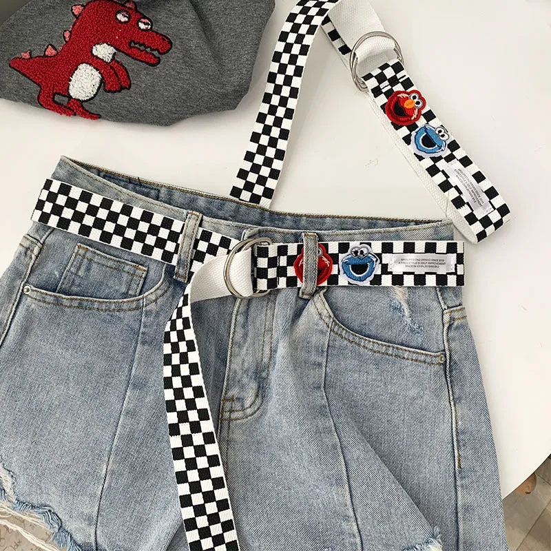 "CARTOON CHECKERS CANVAS" BELT K092514
