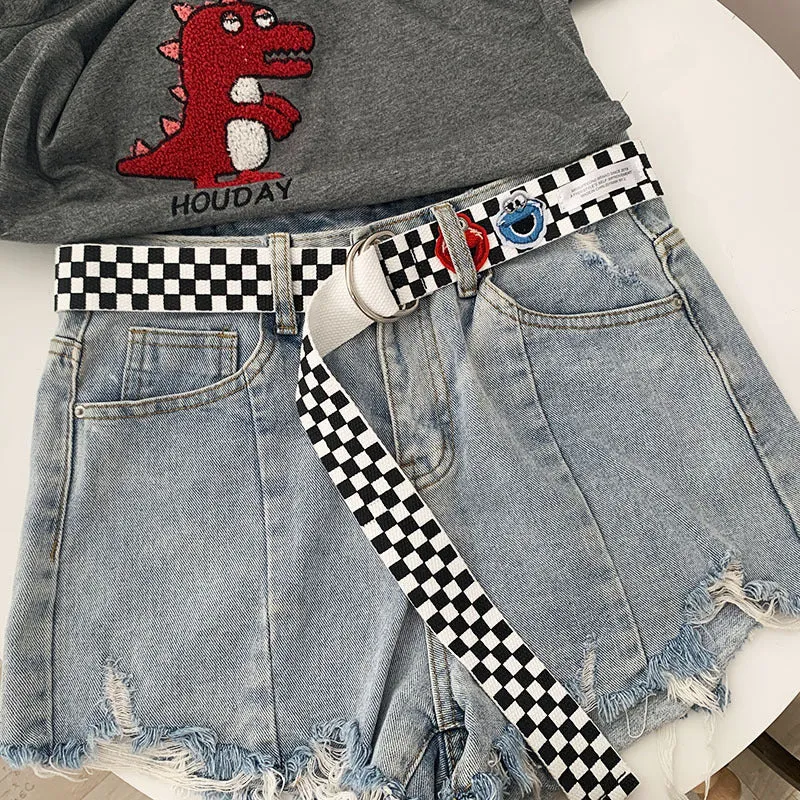 "CARTOON CHECKERS CANVAS" BELT K092514