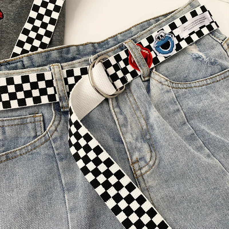"CARTOON CHECKERS CANVAS" BELT K092514
