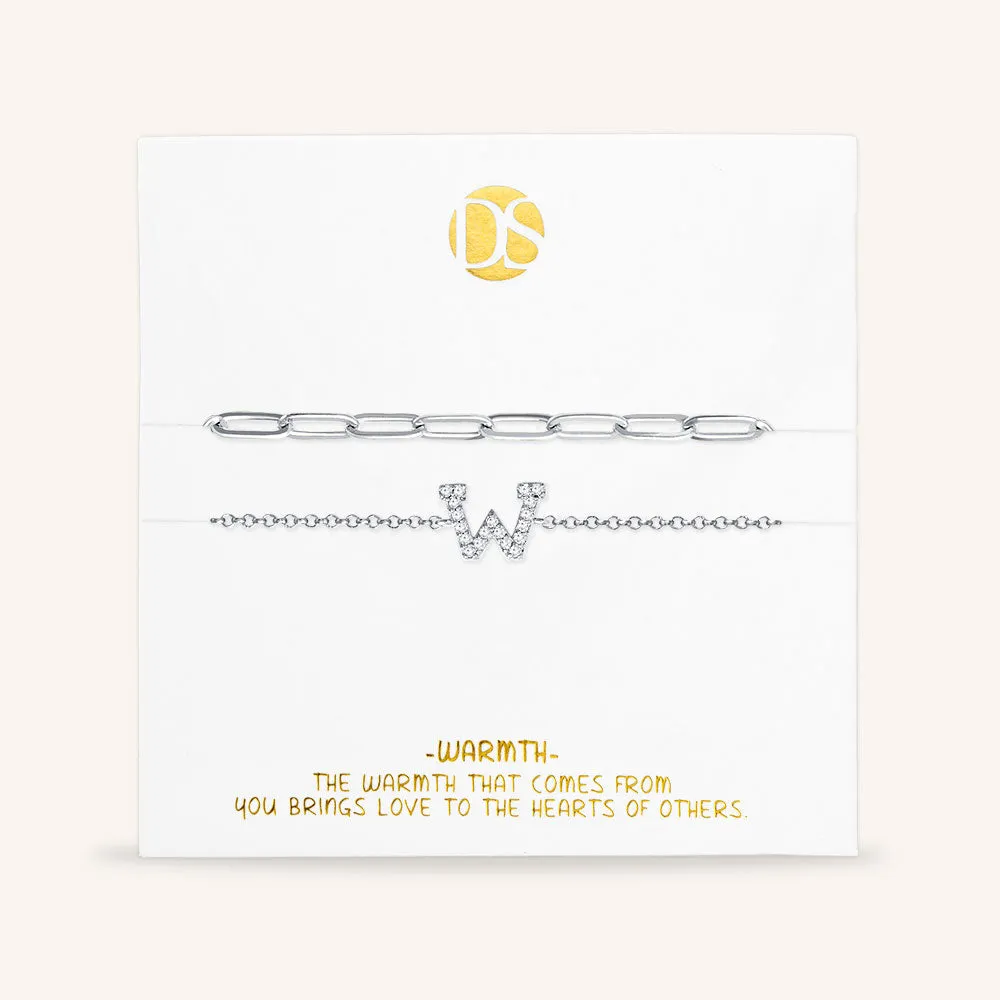 "My Own Sparkle" Set of Two Pave Initial & Clip Chain Layering Anklets