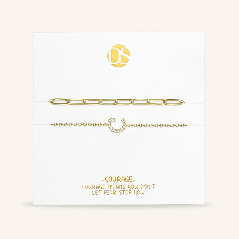 "My Own Sparkle" Set of Two Pave Initial & Clip Chain Layering Anklets