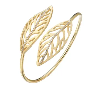 "Sweet Petiole" Pave Leaf Open Cuff Bracelet
