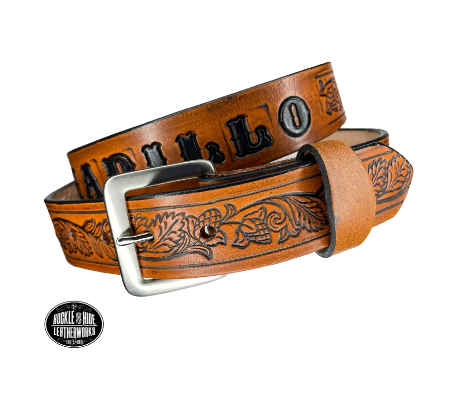 "The Huckleberry" Name Leather Belt