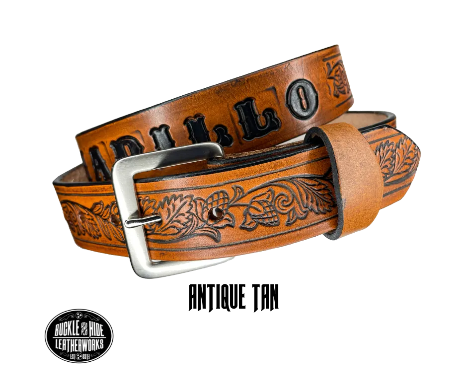 "The Huckleberry" Name Leather Belt