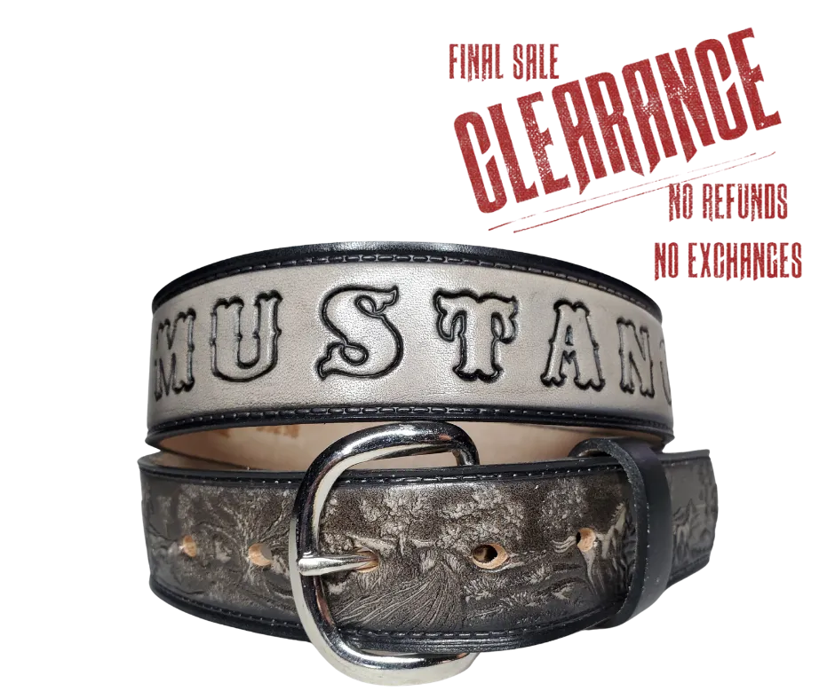 "The Wild Horses" Name Leather Belt  "Quick Ship"