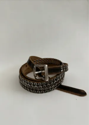 R13 Studded Skinny Belt in Brown