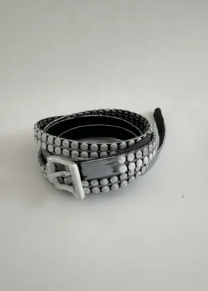 R13 Studded Skinny Belt in Painted White