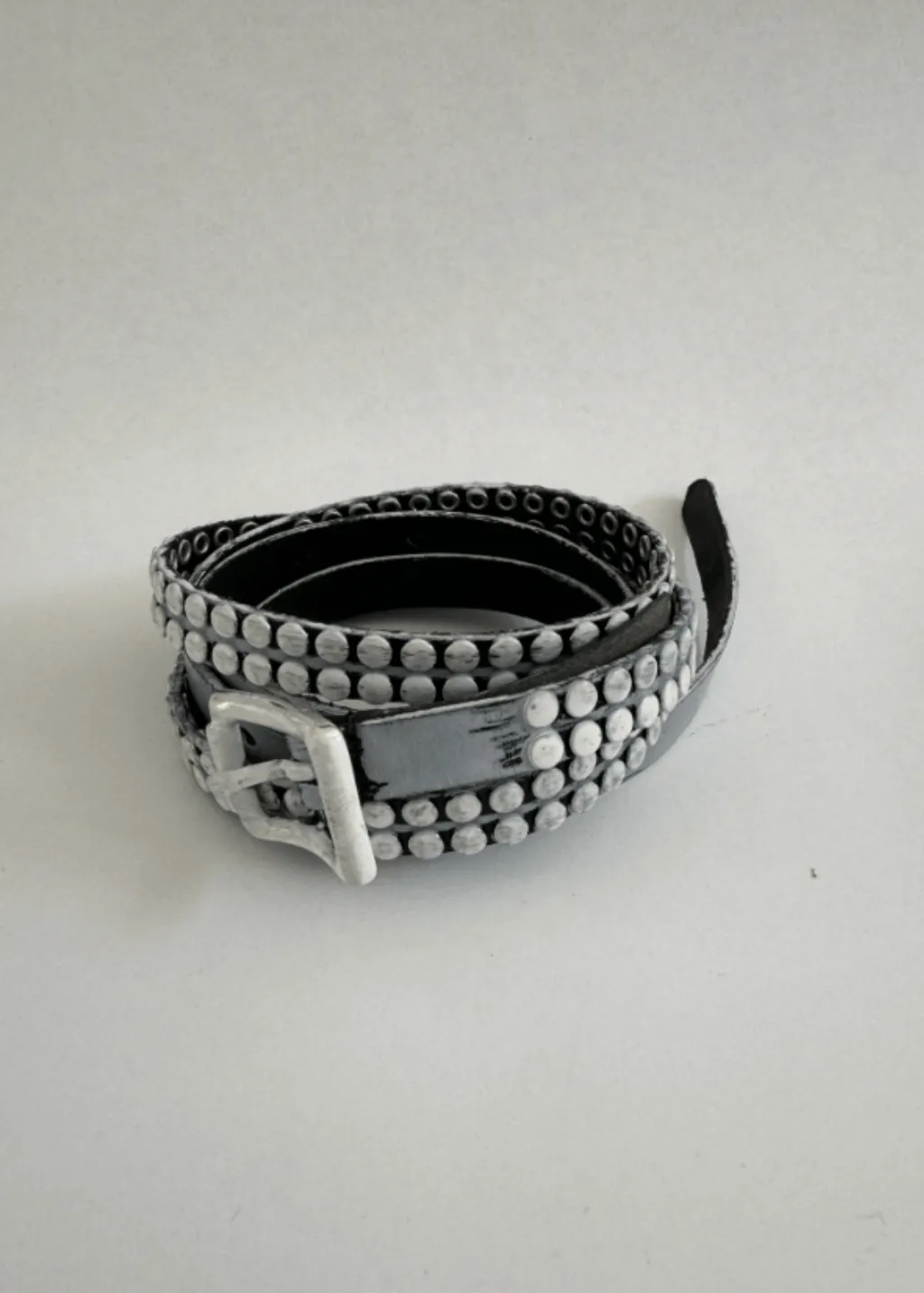 R13 Studded Skinny Belt in Painted White