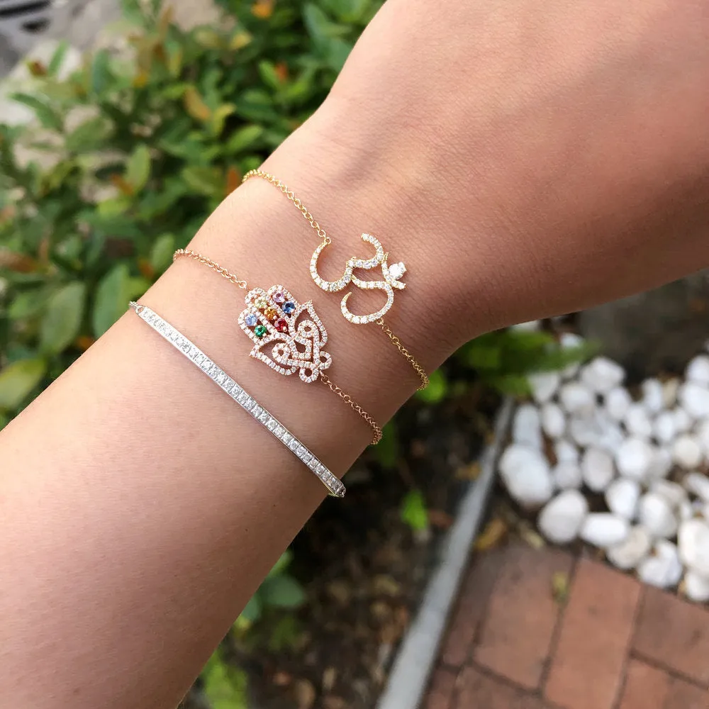 Rainbow Multi-Gem Hamsa Bracelet