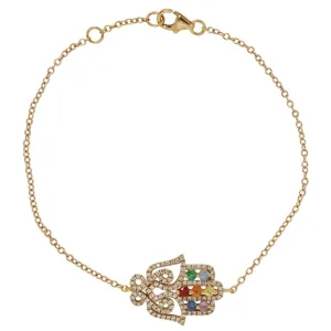 Rainbow Multi-Gem Hamsa Bracelet