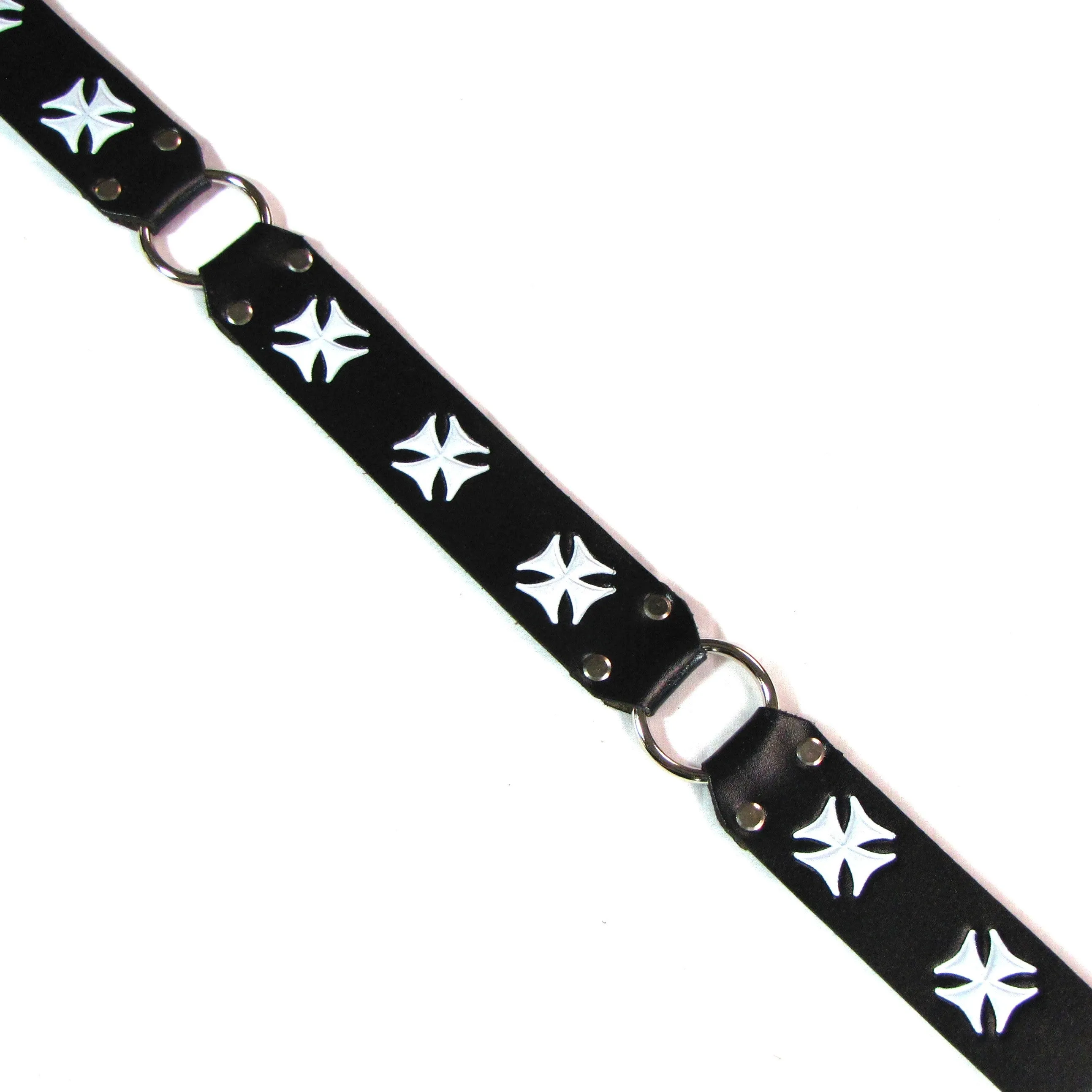 RB-137W  1 1/2" Ring Belt- White Iron Cross
