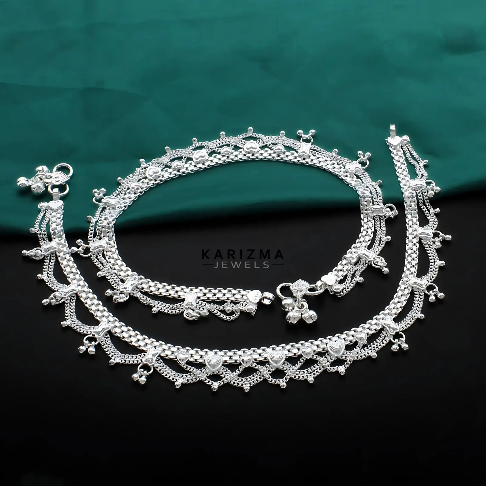 Real Sterling Silver Indian women Excellent Anklet Ankle Bracelet 10.5"