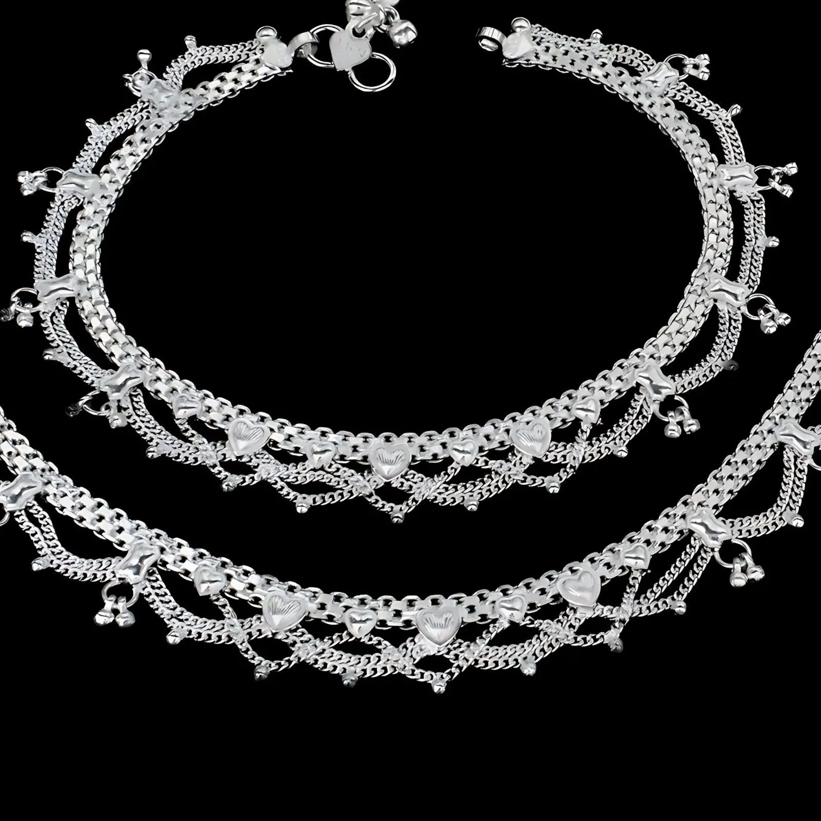 Real Sterling Silver Indian women Excellent Anklet Ankle Bracelet 10.5"