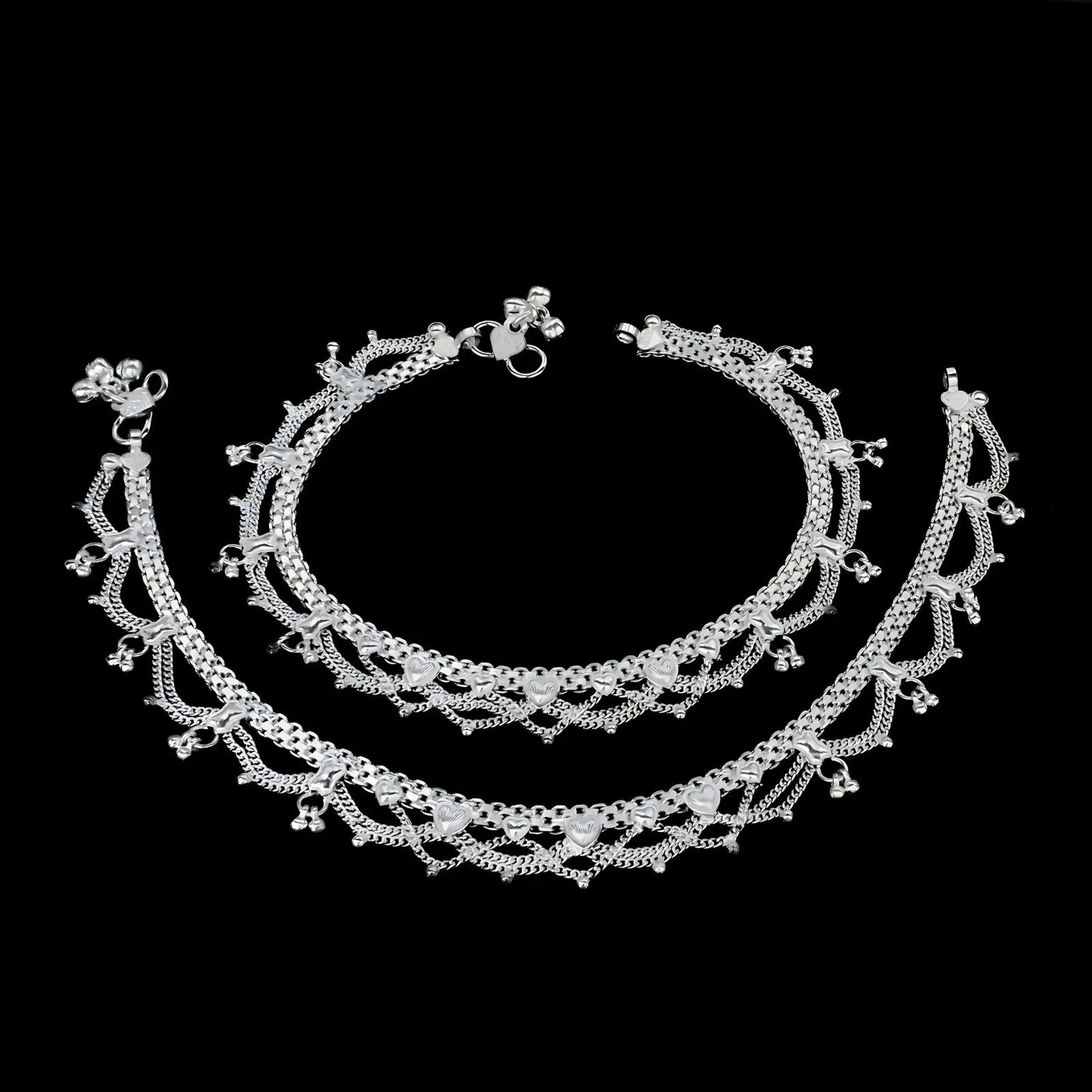 Real Sterling Silver Indian women Excellent Anklet Ankle Bracelet 10.5"
