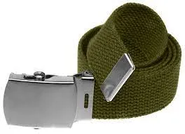 RECON GS2 Military Web Belt Classic Silver Slider Military Belt Buckle with Canvas Web