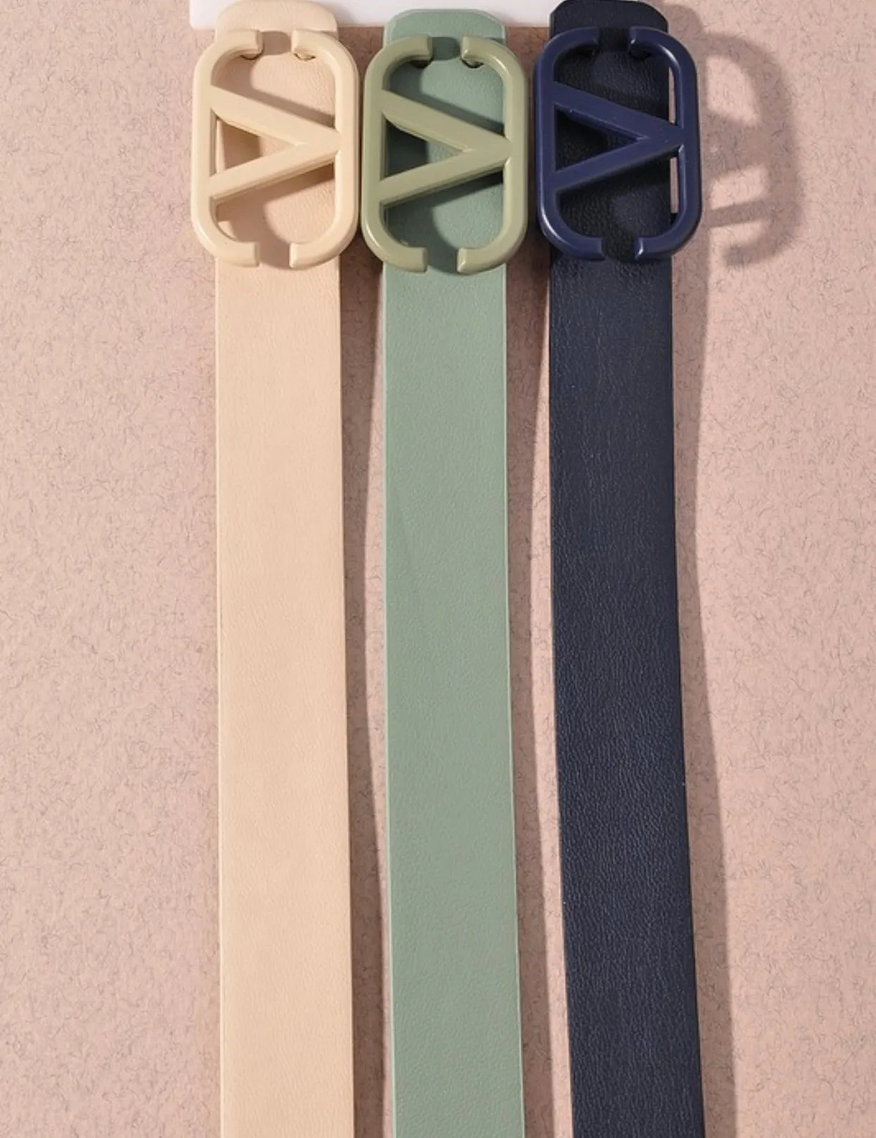 Rectangular V Coated Skinny Buckle Belt 6 COLORS