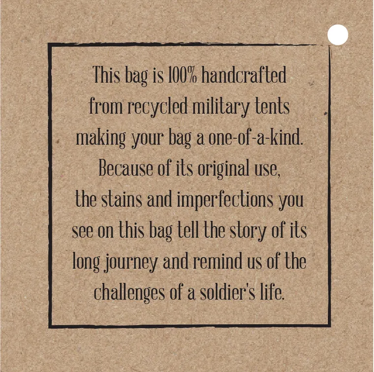 Recycled Military Tent Crossbody with Leather Accent