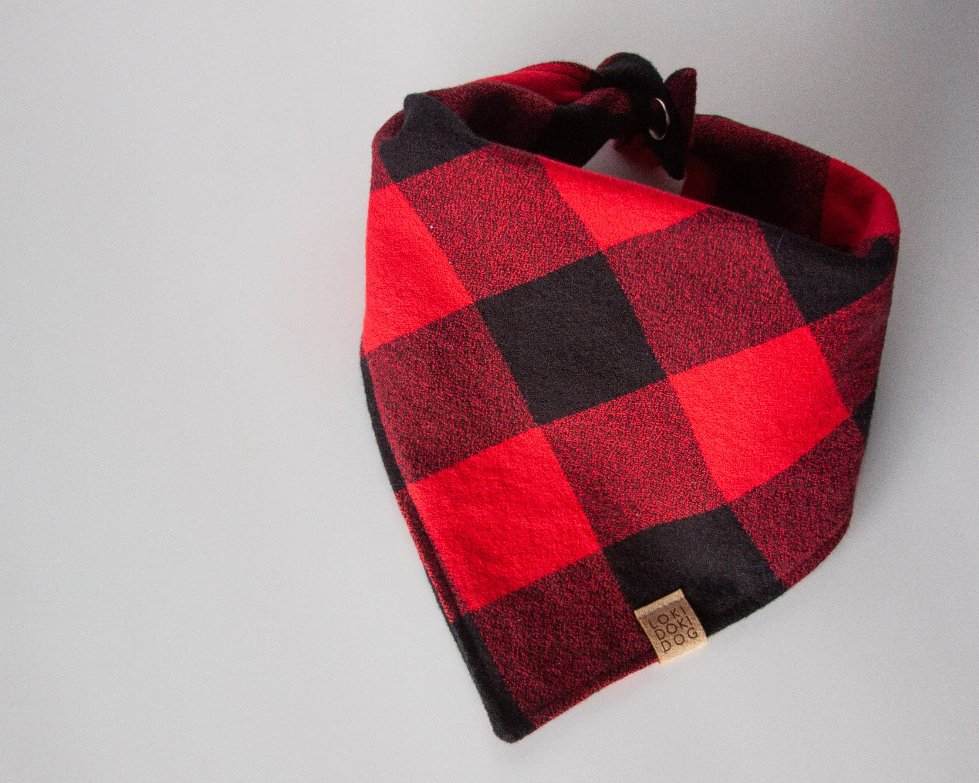 Red Buffalo Plaid Flannel Dog Bandana (Personalization Available)