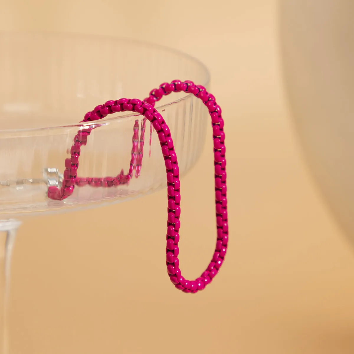 Red Enamel & Silver-Plated Box-Chain Anklet