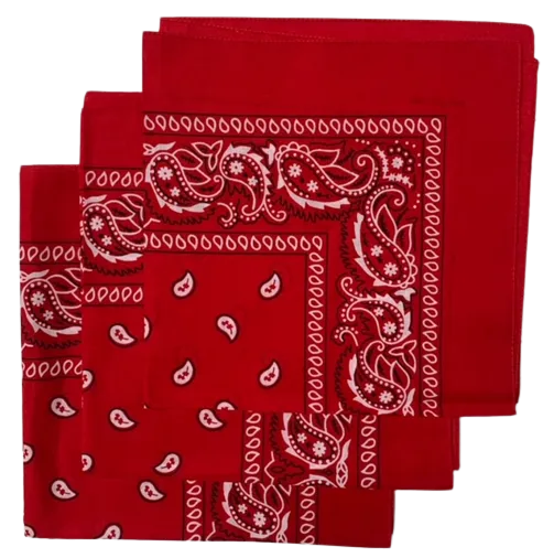 Red Paisley Bandanas (3 Pack) 22" x 22" 100% Cotton