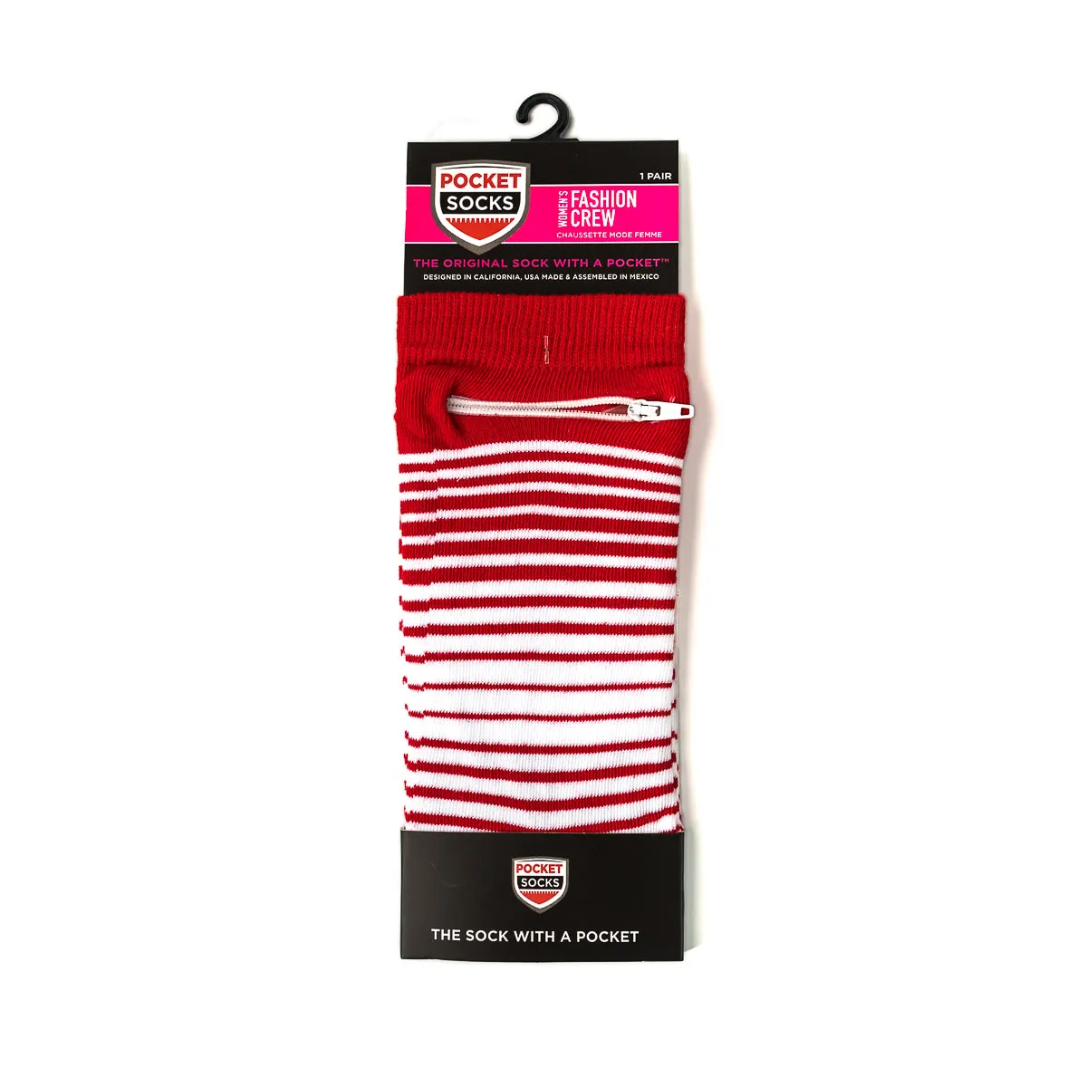 Red - White, Fashion Crew Pocket Socks®