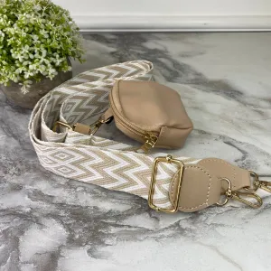 Replacement Strap   Pouch - Tan & White Woven Chevron