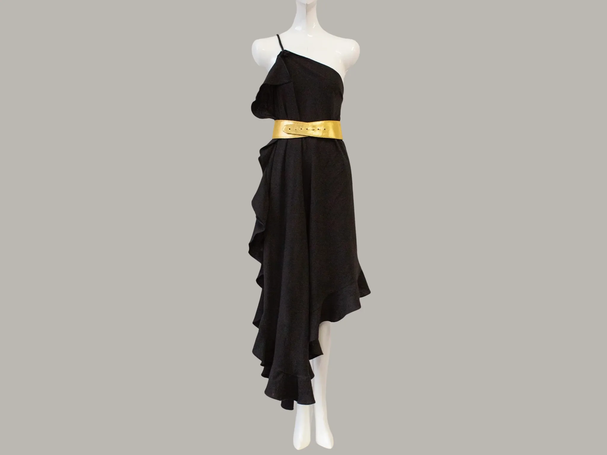 Reversible Crescent Belt in Gold Armour & Black Leather