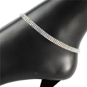 Rhinestone  3Row Anklet