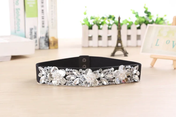 Rhinestone Crystal Waist Elastic Belts