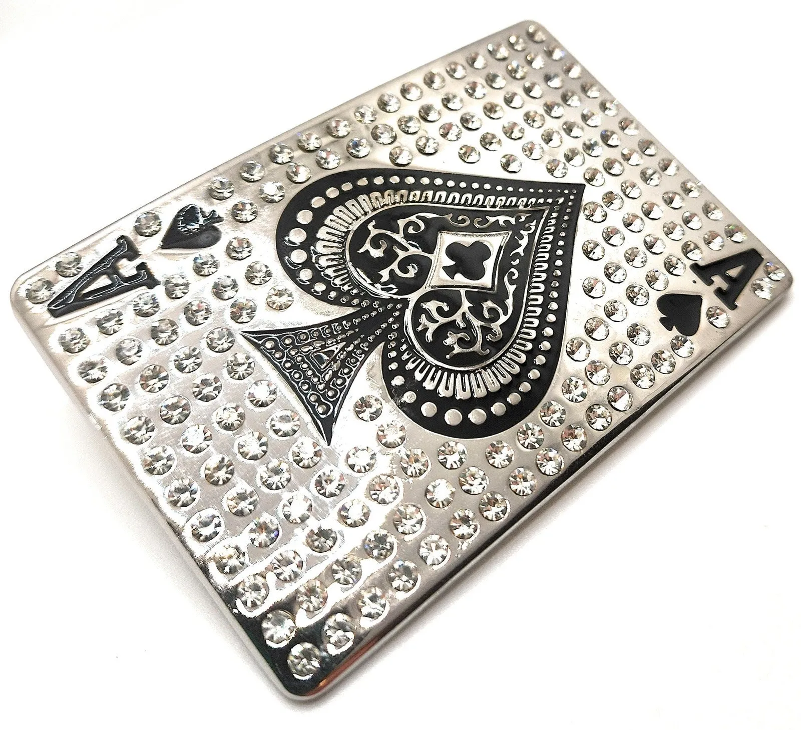 Rhinestoned Ace of Spades Belt Buckle