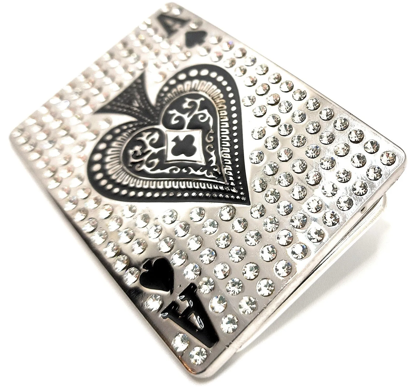 Rhinestoned Ace of Spades Belt Buckle