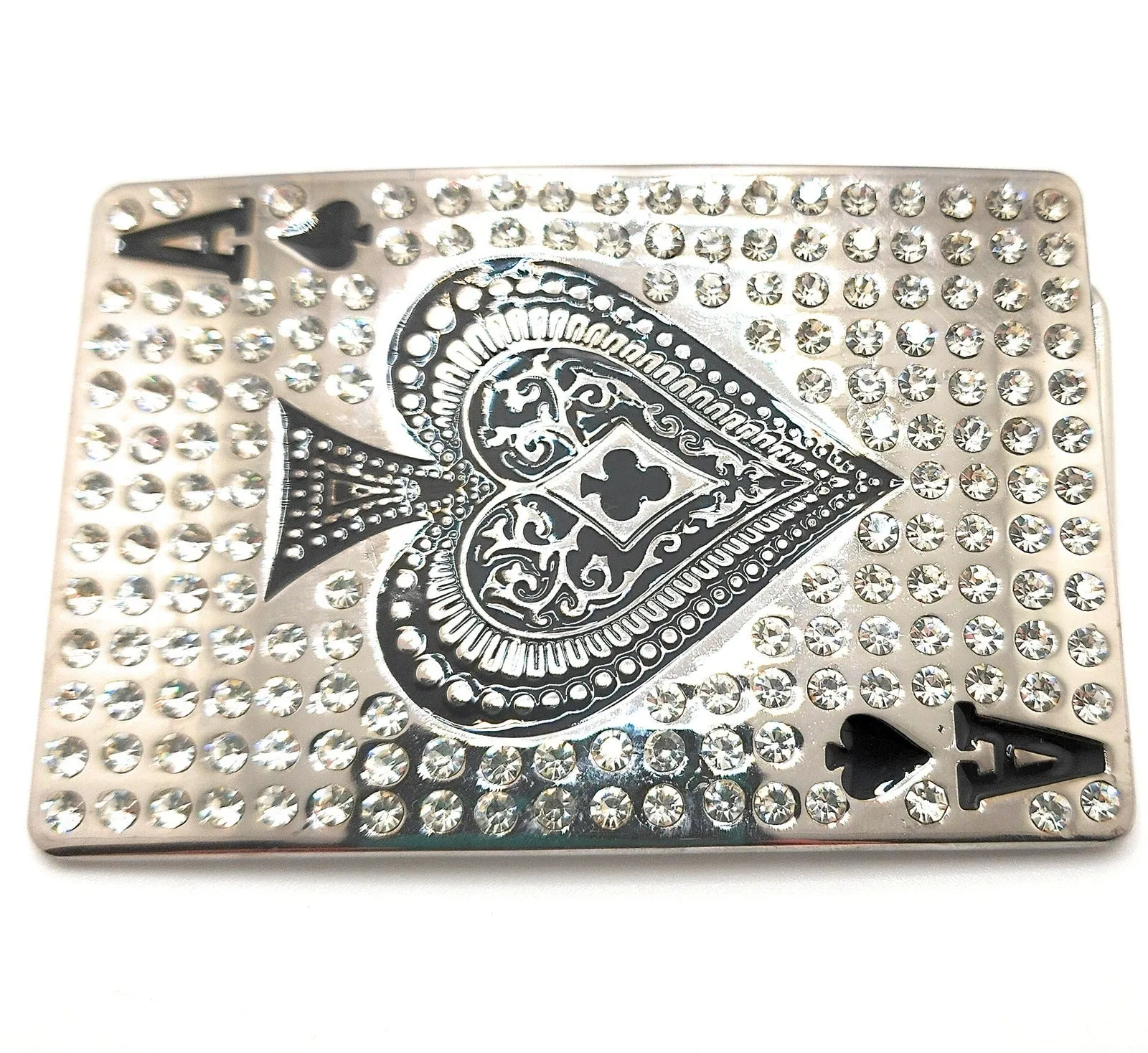 Rhinestoned Ace of Spades Belt Buckle