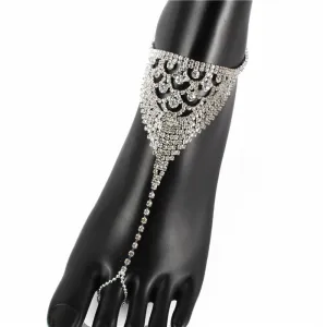 Rhinestones Anklet With Ring