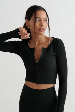 Ribbed Performance Zipped Cardigan