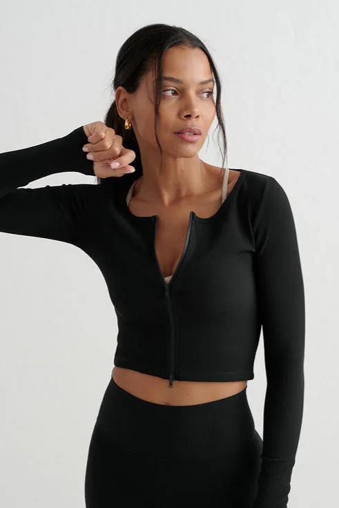 Ribbed Performance Zipped Cardigan