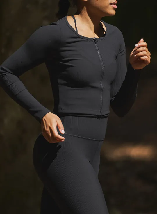 Ribbed Performance Zipped Cardigan