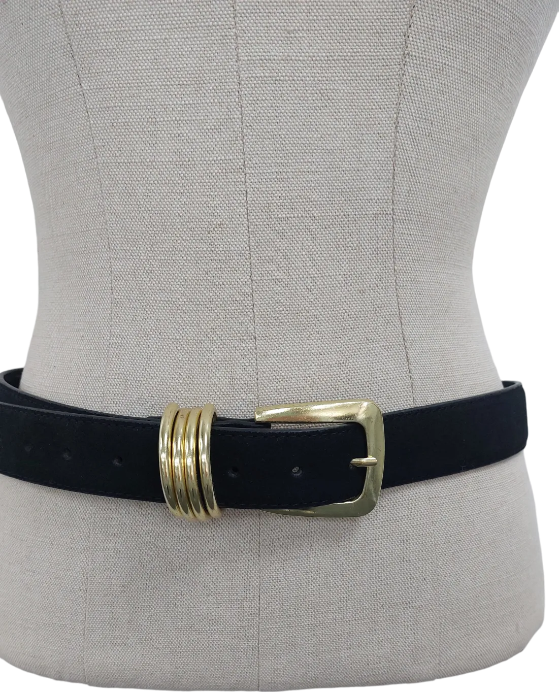 River Island Black Leather Buckle Belt UK S