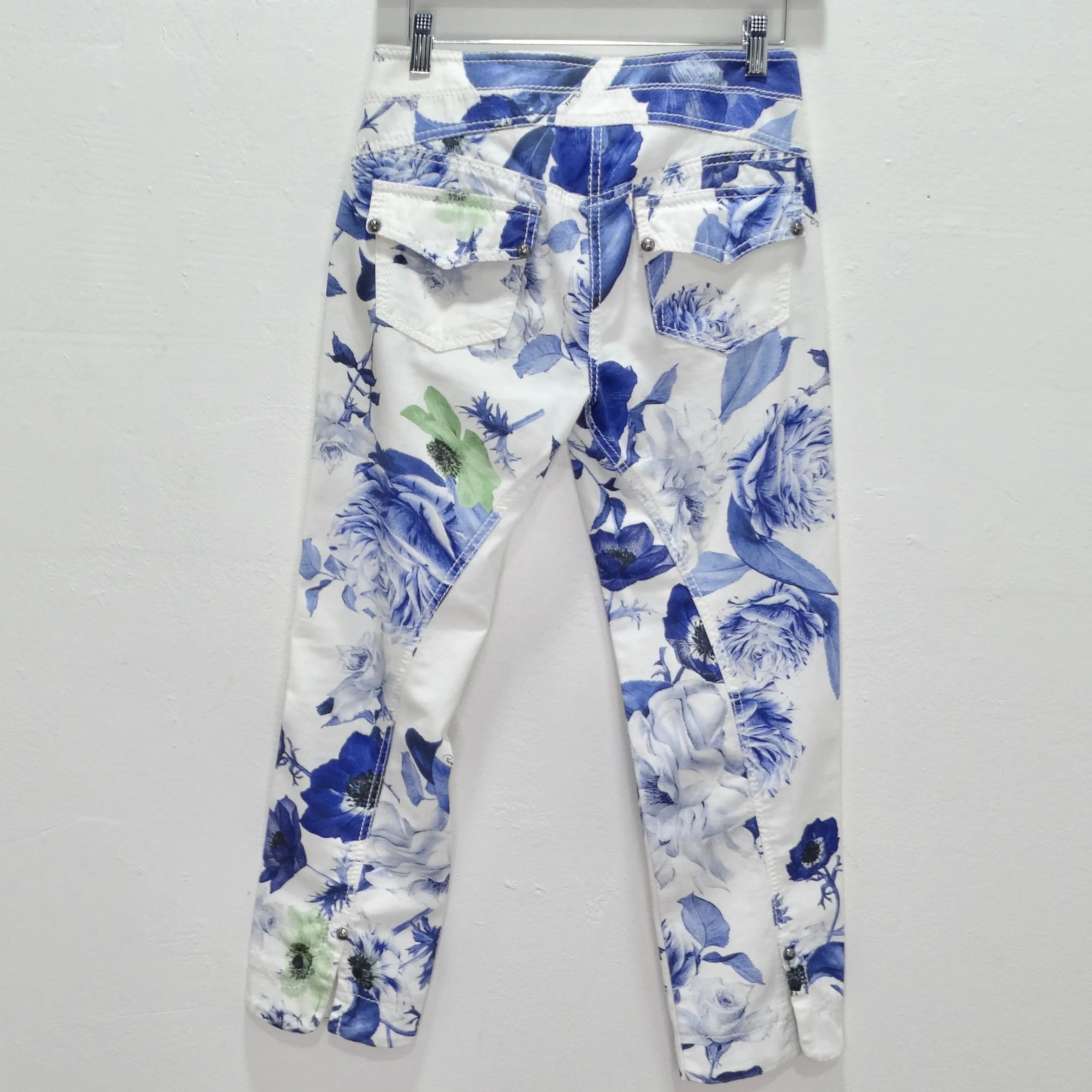 Roberto Cavalli 90s Floral Cropped Belted Jeans