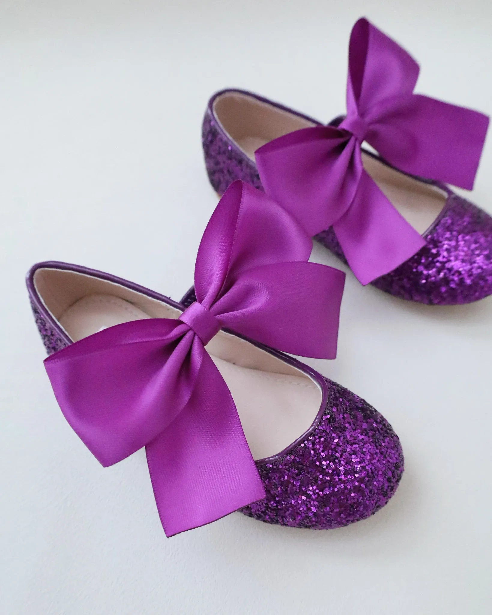 Rock Glitter Mary Jane Ballet Flats with Satin Bow