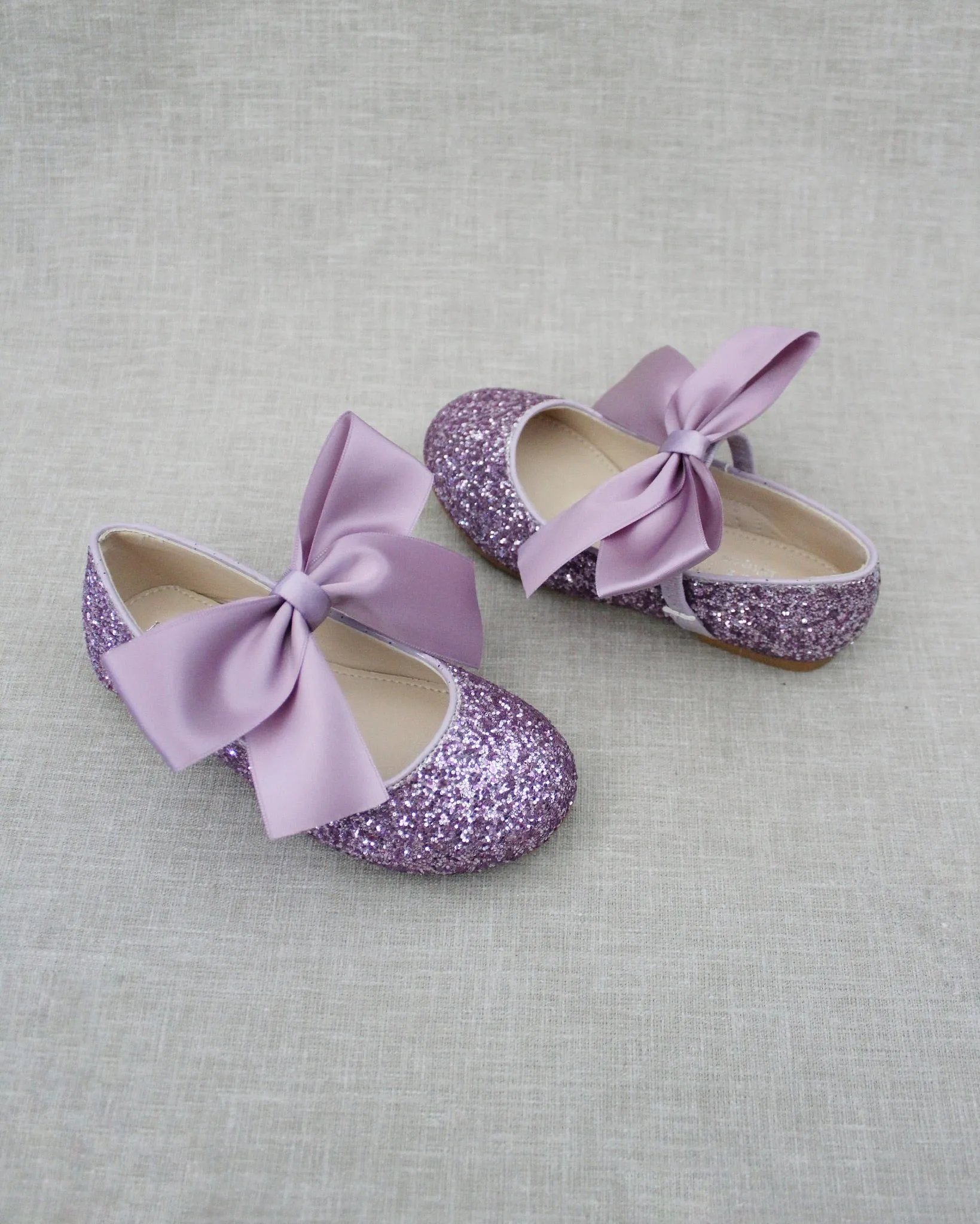Rock Glitter Mary Jane Ballet Flats with Satin Bow
