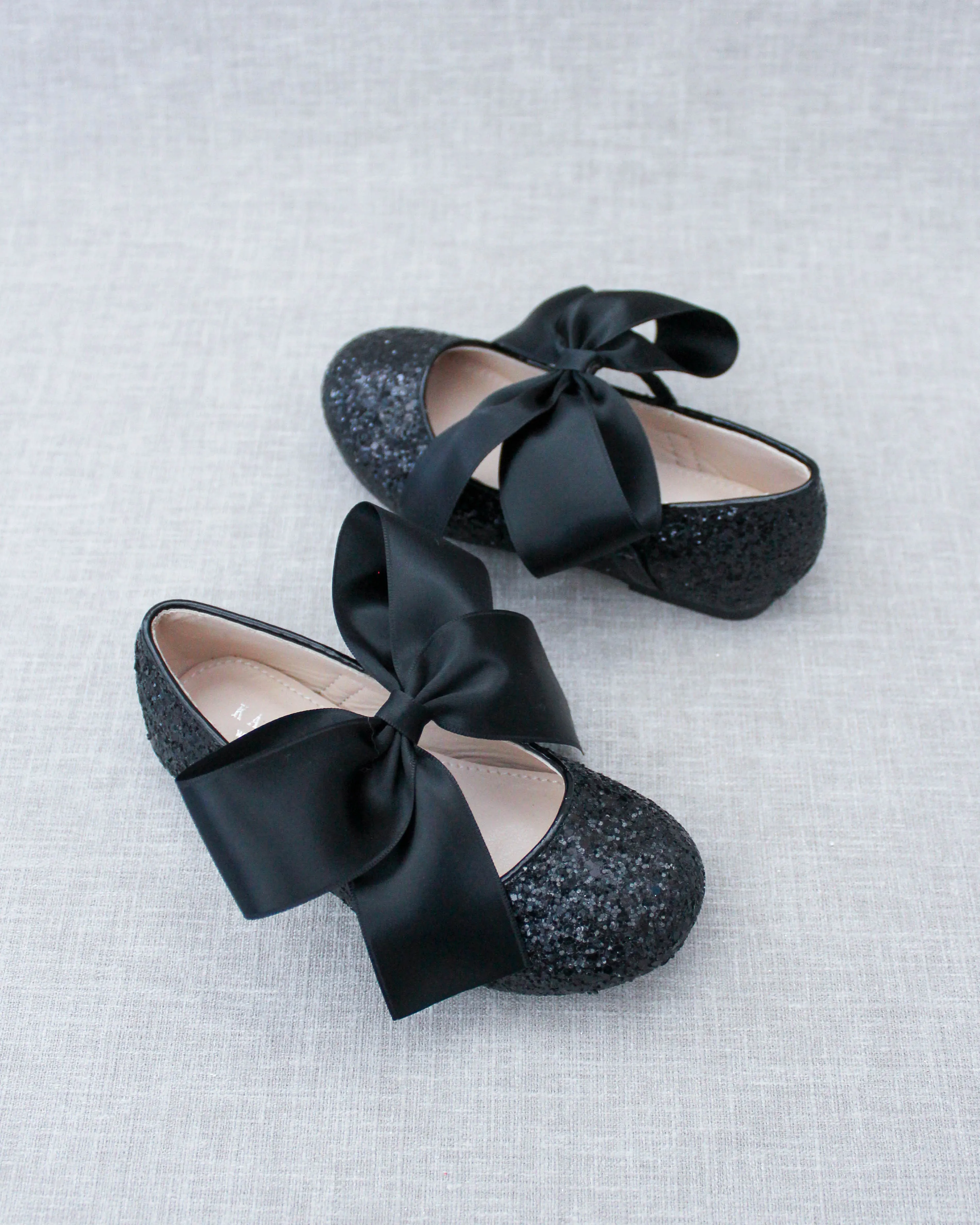 Rock Glitter Mary Jane Ballet Flats with Satin Bow