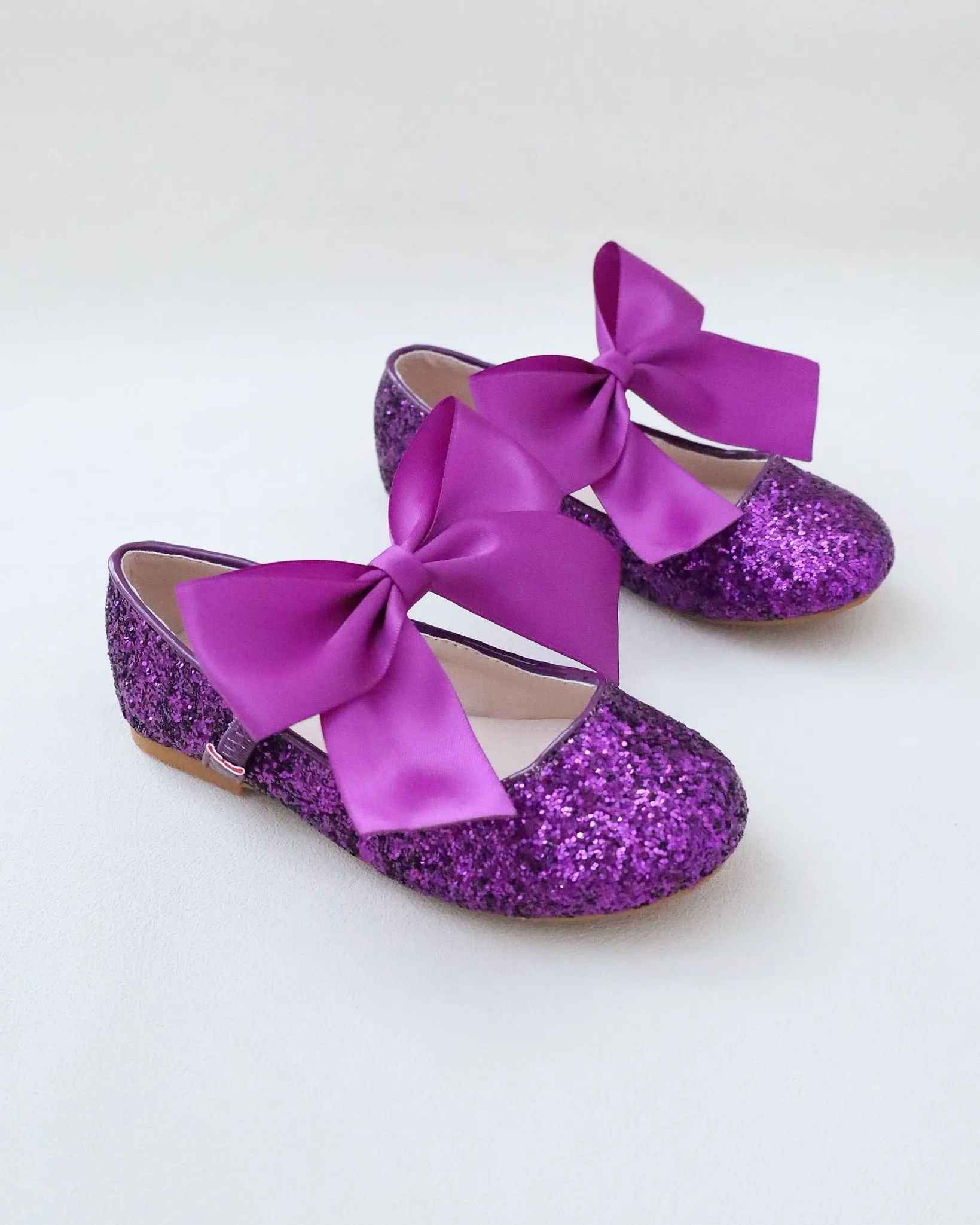Rock Glitter Mary Jane Ballet Flats with Satin Bow