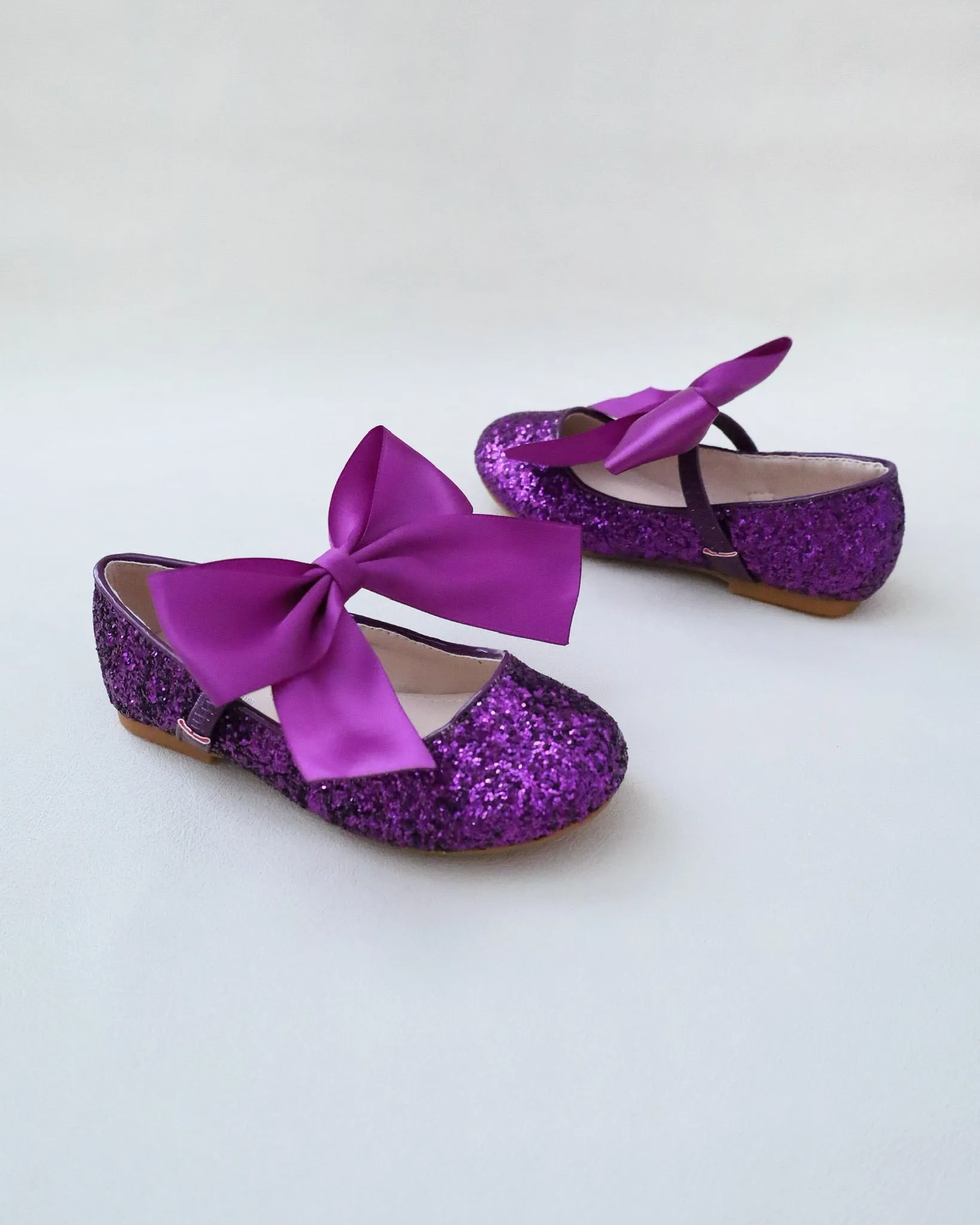 Rock Glitter Mary Jane Ballet Flats with Satin Bow